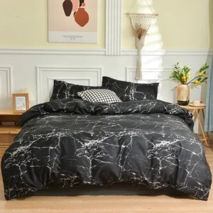 Ensemble Housse de Couette et Taies D’oreiller au Motif Marbré